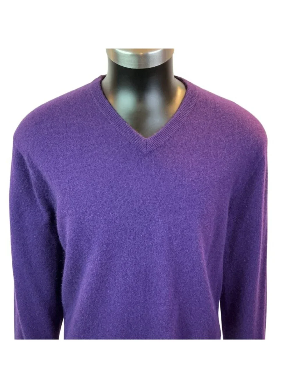 Club Room Estate 100% Cashmere Purple V-Neck Pullover Sweater Mens Large - Picture 4 of 10